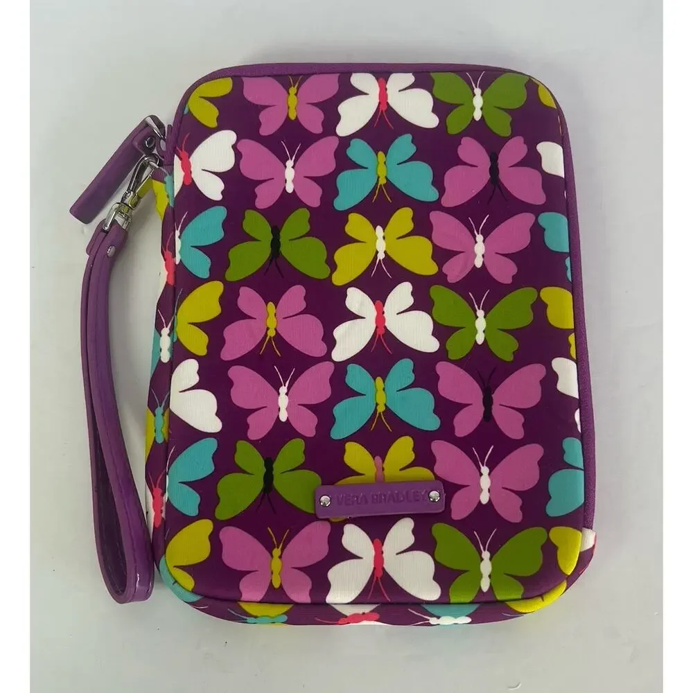 Vera Bradley Flutterby Butterflies Medium Tablet Sleeve Neoprene Padded Zip